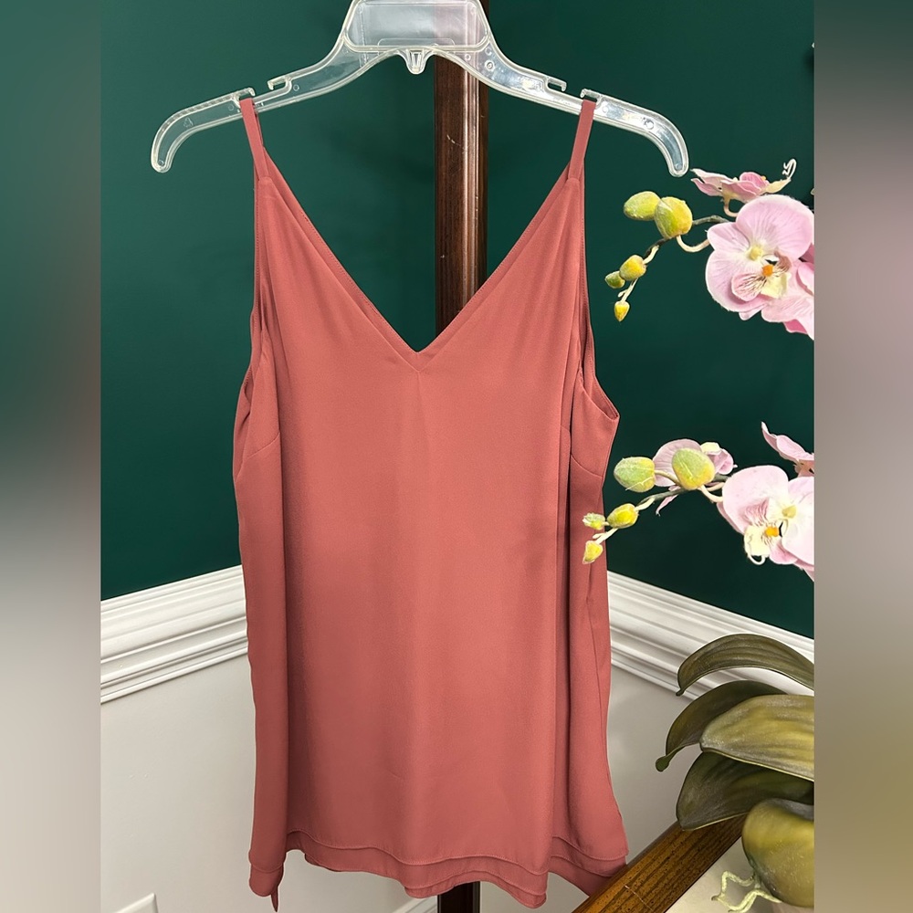 White House Black Market, size Small, pink silky camisole top.